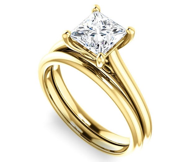 1.30ct (6.0mm) Princess  14K Yellow Gold Infinity Solitaire Engagement Ring