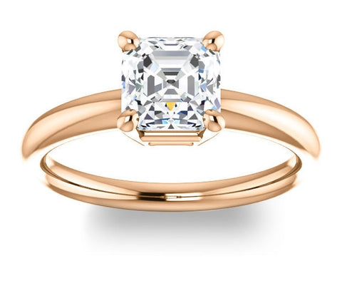 1.30ct (6.5mm) Asscher  14K Rose Gold Solitaire Engagement Ring