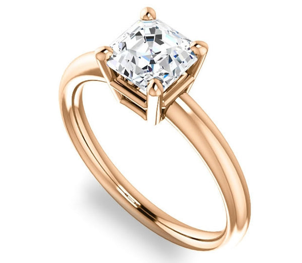 1.30ct (6.5mm) Asscher  14K Rose Gold Solitaire Engagement Ring