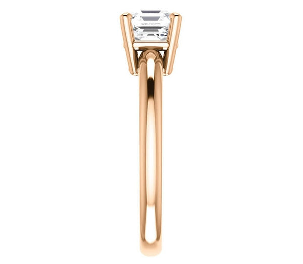 1.30ct (6.5mm) Asscher  14K Rose Gold Solitaire Engagement Ring