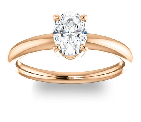 0.90ct (7.0x5.0mm) Oval  14K Rose Gold Solitaire Engagement Ring