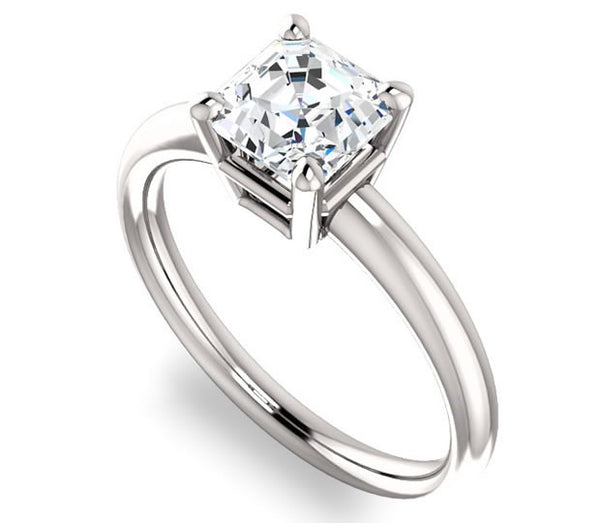 1.30ct (6.5mm) Asscher  14K White Gold Solitaire Engagement Ring