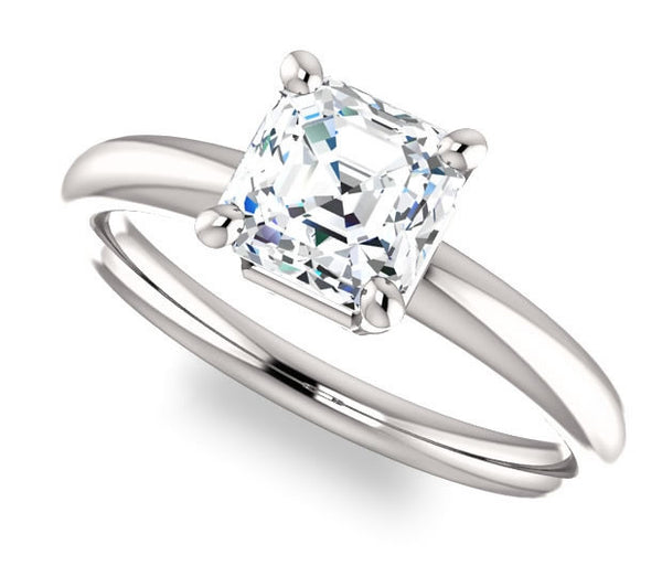 1.30ct (6.5mm) Asscher  14K White Gold Solitaire Engagement Ring