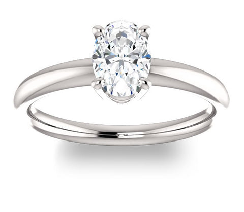 0.90ct (7.0x5.0mm) Oval  14K White Gold Solitaire Engagement Ring