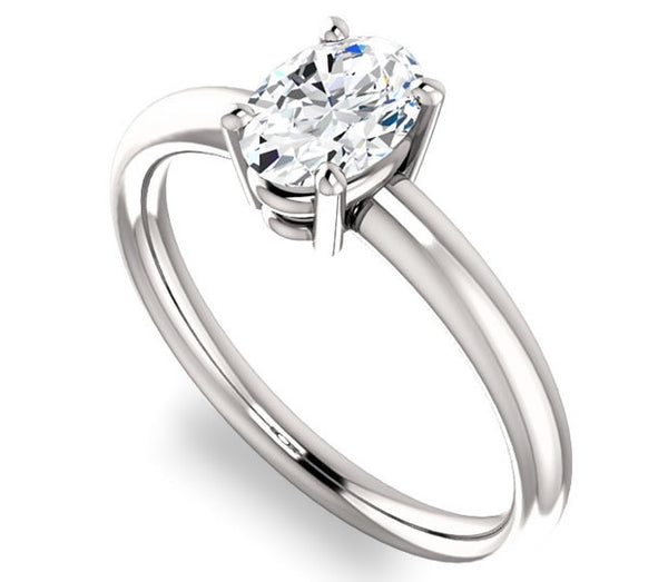 0.90ct (7.0x5.0mm) Oval  14K White Gold Solitaire Engagement Ring