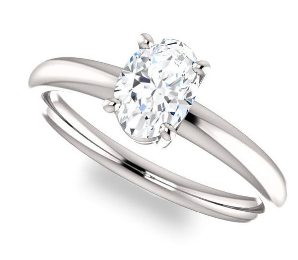 0.90ct (7.0x5.0mm) Oval  14K White Gold Solitaire Engagement Ring