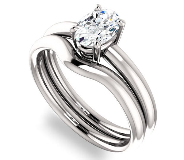 0.90ct (7.0x5.0mm) Oval  14K White Gold Solitaire Engagement Ring