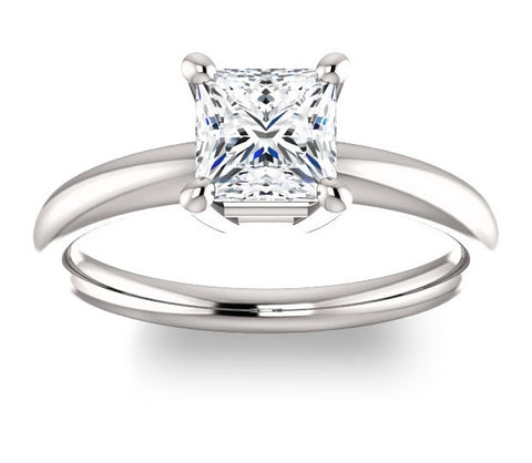 1.30ct (6.0mm) Princess  14K White Gold Solitaire Engagement Ring