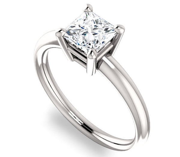 1.30ct (6.0mm) Princess  14K White Gold Solitaire Engagement Ring