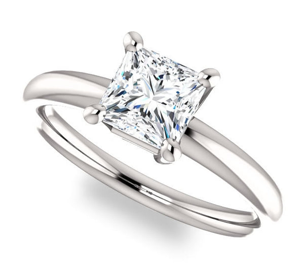 1.30ct (6.0mm) Princess  14K White Gold Solitaire Engagement Ring