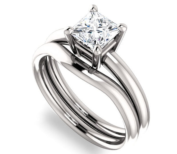 1.30ct (6.0mm) Princess  14K White Gold Solitaire Engagement Ring