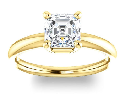 1.30ct (6.5mm) Asscher  14K Yellow Gold Solitaire Engagement Ring