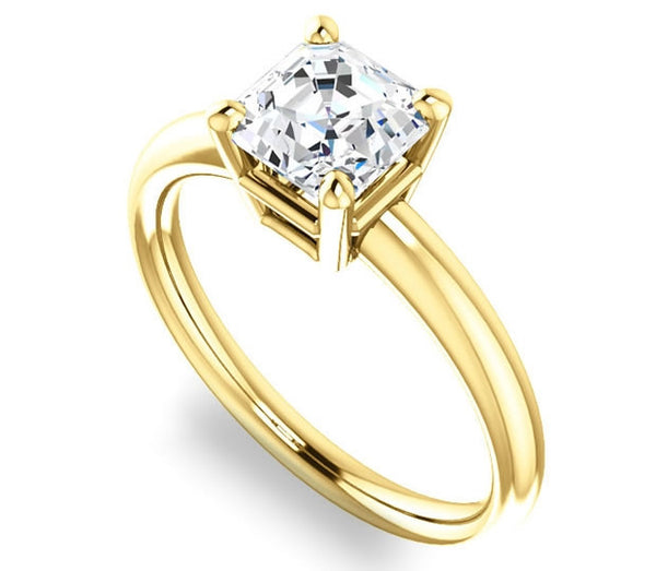 1.30ct (6.5mm) Asscher  14K Yellow Gold Solitaire Engagement Ring