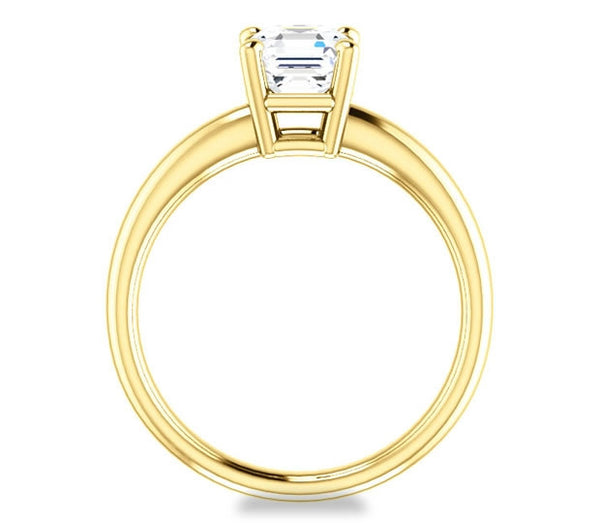 1.30ct (6.5mm) Asscher  14K Yellow Gold Solitaire Engagement Ring