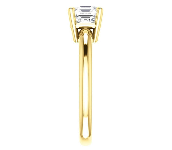 1.30ct (6.5mm) Asscher  14K Yellow Gold Solitaire Engagement Ring