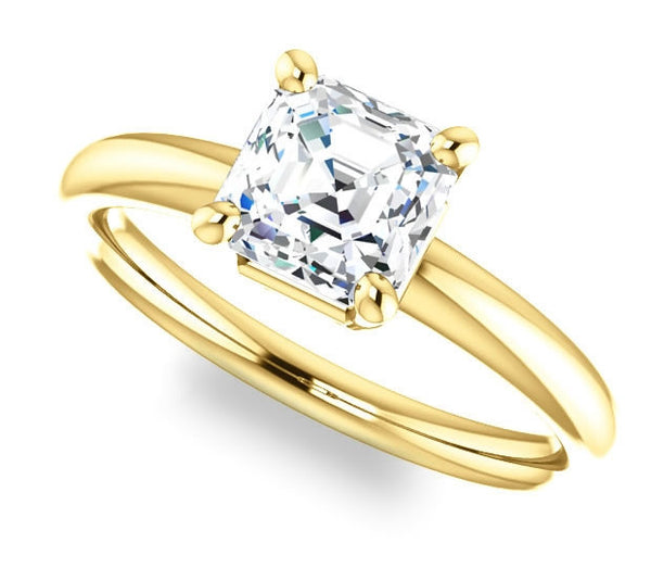 1.30ct (6.5mm) Asscher  14K Yellow Gold Solitaire Engagement Ring