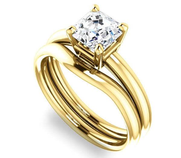 1.30ct (6.5mm) Asscher  14K Yellow Gold Solitaire Engagement Ring