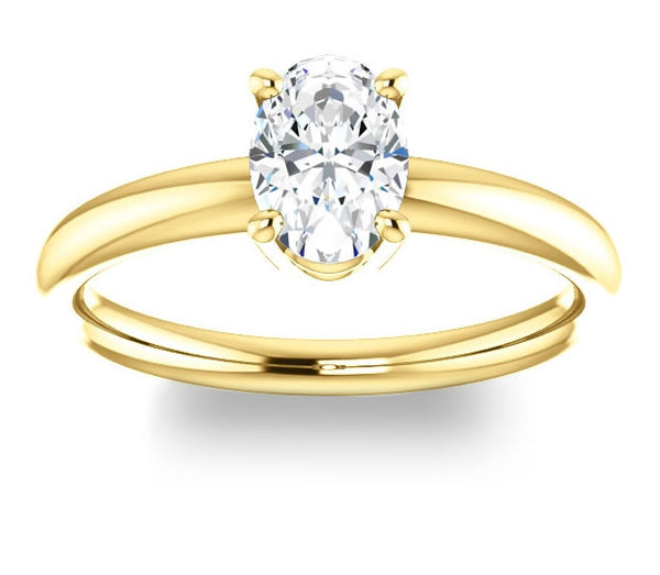 0.90ct (7.0x5.0mm) Oval  14K Yellow Gold Solitaire Engagement Ring