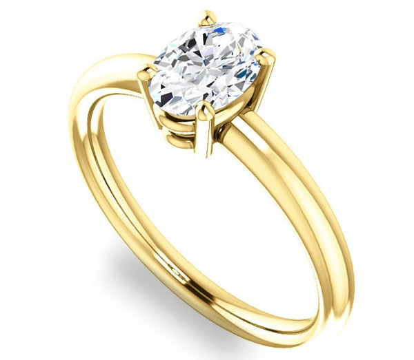 0.90ct (7.0x5.0mm) Oval  14K Yellow Gold Solitaire Engagement Ring