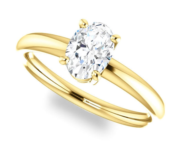 0.90ct (7.0x5.0mm) Oval  14K Yellow Gold Solitaire Engagement Ring