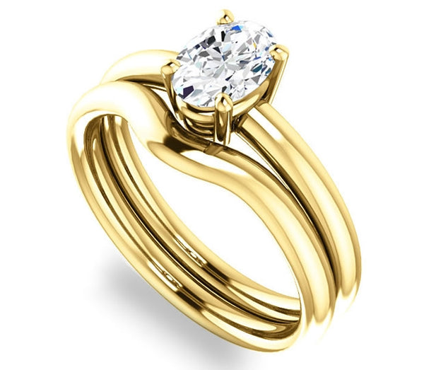 0.90ct (7.0x5.0mm) Oval  14K Yellow Gold Solitaire Engagement Ring