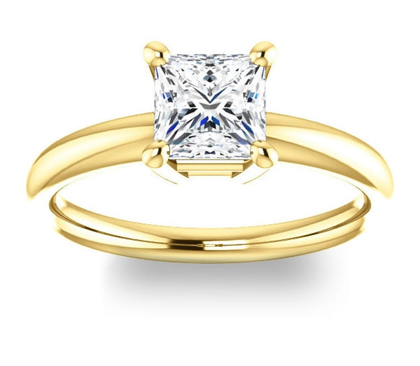 1.30ct (6.0mm) Princess  14K Yellow Gold Solitaire Engagement Ring