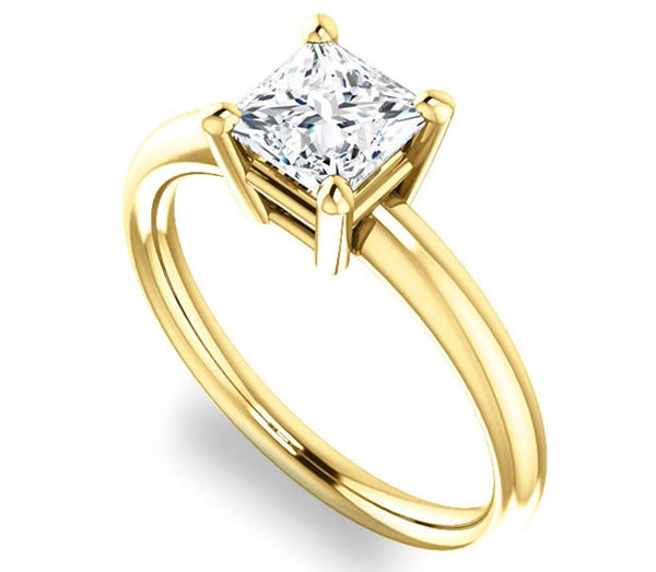 1.30ct (6.0mm) Princess  14K Yellow Gold Solitaire Engagement Ring