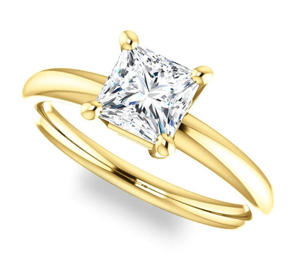 1.30ct (6.0mm) Princess  14K Yellow Gold Solitaire Engagement Ring