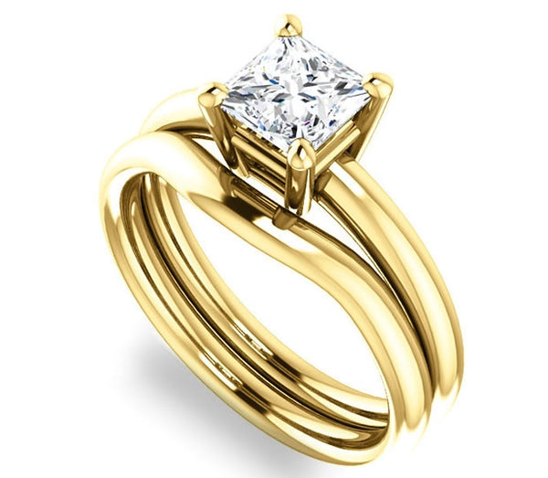 1.30ct (6.0mm) Princess  14K Yellow Gold Solitaire Engagement Ring