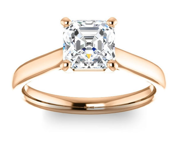 1.30ct (6.5mm) Asscher  14K Rose Gold Solitaire Engagement Ring