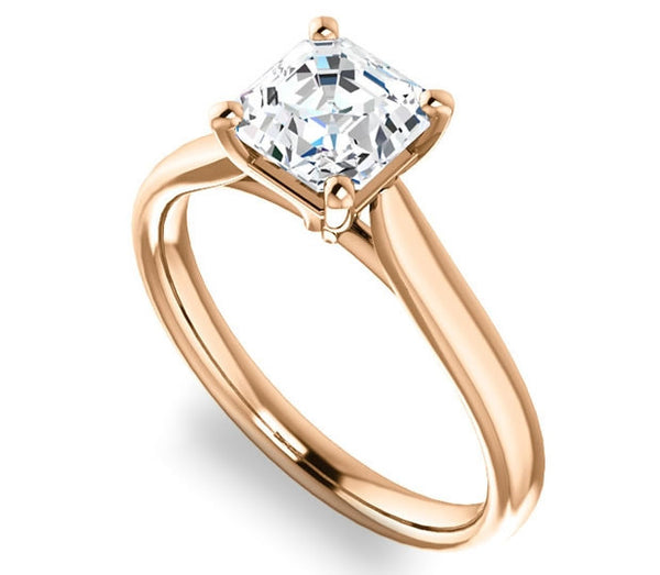 1.30ct (6.5mm) Asscher  14K Rose Gold Solitaire Engagement Ring