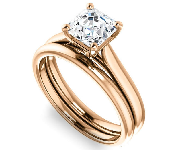 1.30ct (6.5mm) Asscher  14K Rose Gold Solitaire Engagement Ring