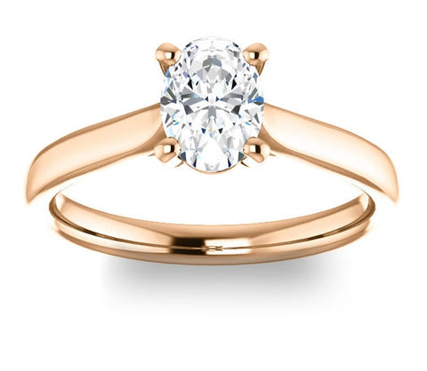 0.90ct (7.0x5.0mm) Oval  14K Rose Gold Solitaire Engagement Ring