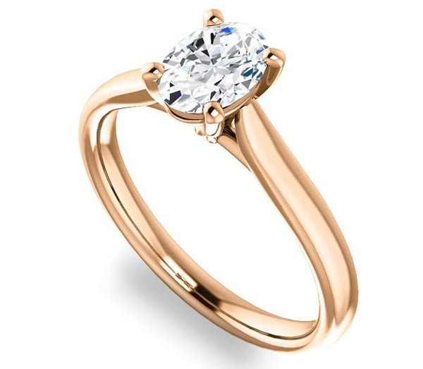 0.90ct (7.0x5.0mm) Oval  14K Rose Gold Solitaire Engagement Ring