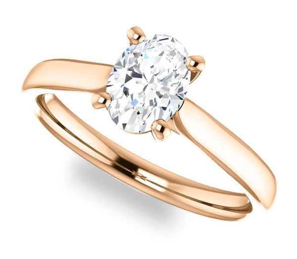 0.90ct (7.0x5.0mm) Oval  14K Rose Gold Solitaire Engagement Ring