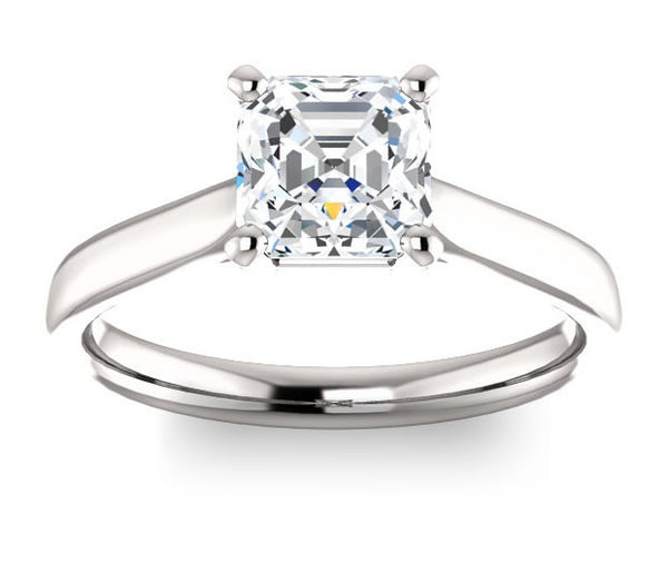 1.30ct (6.5mm) Asscher  14K White Gold Solitaire Engagement Ring