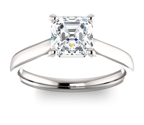 1.30ct (6.5mm) Asscher  14K White Gold Solitaire Engagement Ring