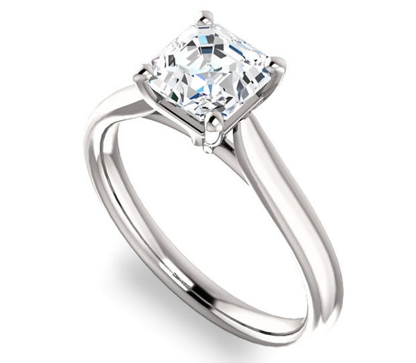 1.30ct (6.5mm) Asscher  14K White Gold Solitaire Engagement Ring