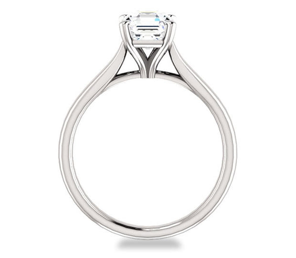 1.30ct (6.5mm) Asscher  14K White Gold Solitaire Engagement Ring