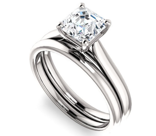 1.30ct (6.5mm) Asscher  14K White Gold Solitaire Engagement Ring