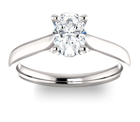 0.90ct (7.0x5.0mm) Oval  14K White Gold Solitaire Engagement Ring