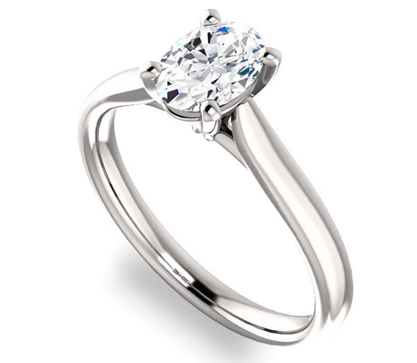 0.90ct (7.0x5.0mm) Oval  14K White Gold Solitaire Engagement Ring