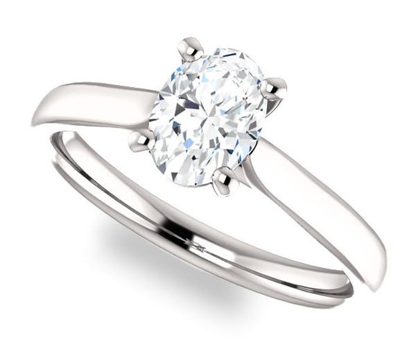 0.90ct (7.0x5.0mm) Oval  14K White Gold Solitaire Engagement Ring