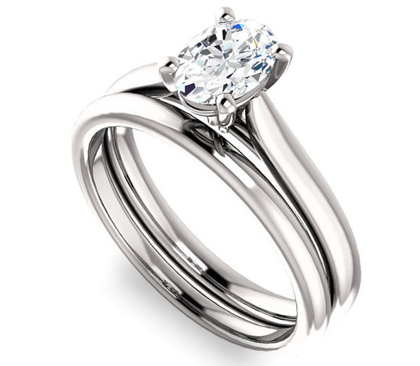 0.90ct (7.0x5.0mm) Oval  14K White Gold Solitaire Engagement Ring