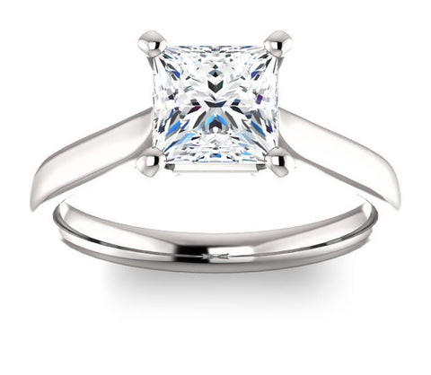 1.30ct (6.0mm) Princess  14K White Gold Solitaire Engagement Ring