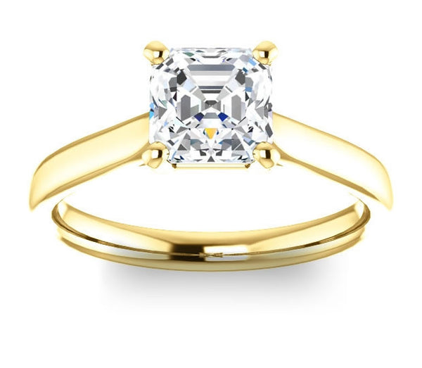 1.30ct (6.5mm) Asscher  14K Yellow Gold Solitaire Engagement Ring