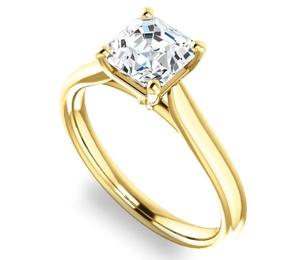 1.30ct (6.5mm) Asscher  14K Yellow Gold Solitaire Engagement Ring