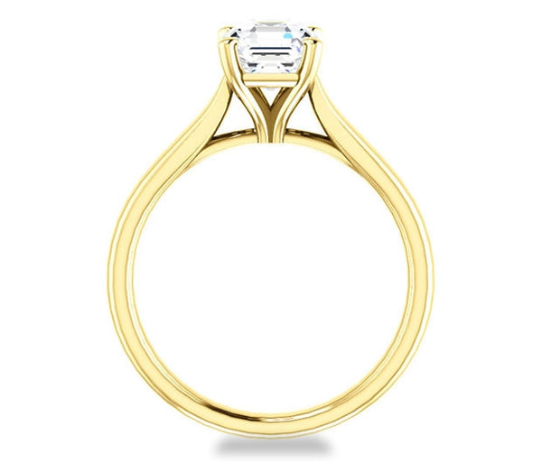 1.30ct (6.5mm) Asscher  14K Yellow Gold Solitaire Engagement Ring