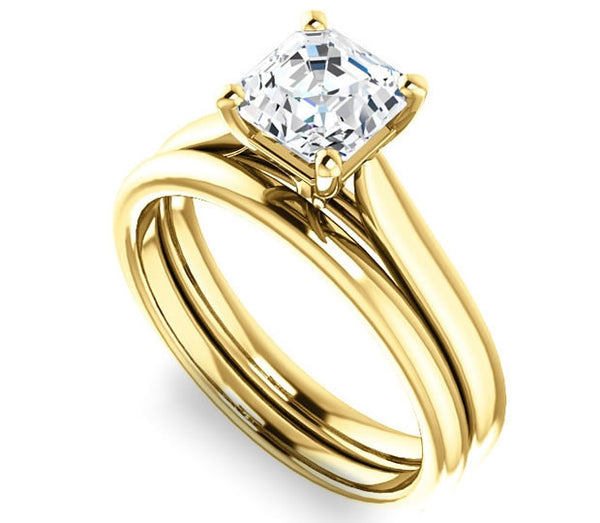 1.30ct (6.5mm) Asscher  14K Yellow Gold Solitaire Engagement Ring