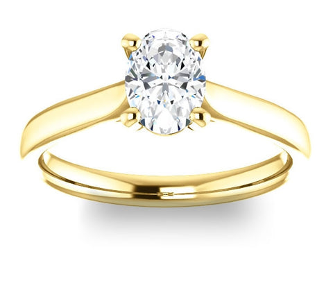 0.90ct (7.0x5.0mm) Oval  14K Yellow Gold Solitaire Engagement Ring